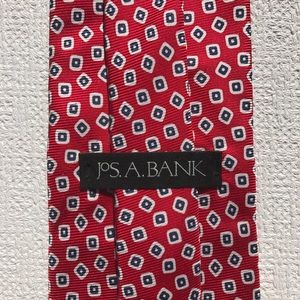 Jos. A. Bank Red Tie with White/Blue Square Tie